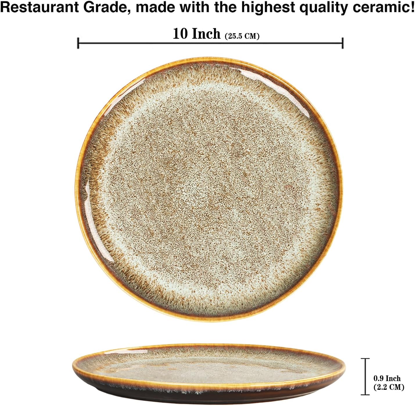 Ceramic Dinner Plates Dish Set,Set of 4,for Lunch snacks -Microwave Oven &amp; Dishwasher Safe,Scratch Resistant,Dinnerware Kitchen Porcelain Serving Dishes 10 Inch Round