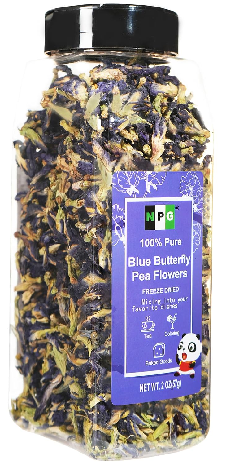 NPG Blue Butterfly Pea Flower Tea 2 oz, Whole Loose Flowers, Approx. 875 Ct