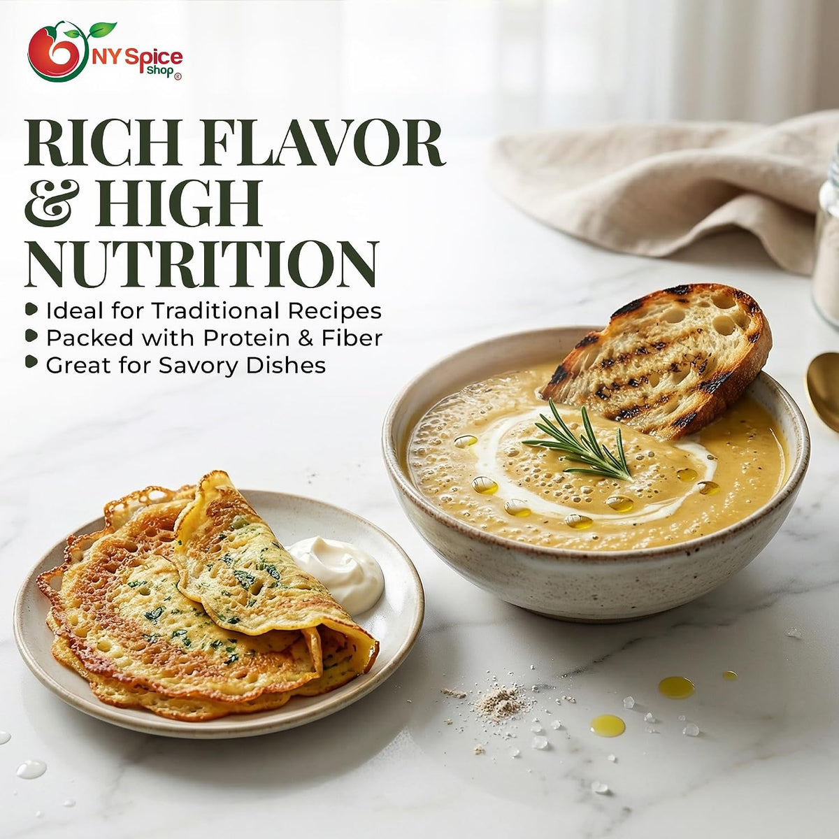 NY Spice Shop Pure Kala Chana Besan - 1 Pound Black Chickpea Flour - Fine Chick Peas Flour - Healthy & Superfine Powder