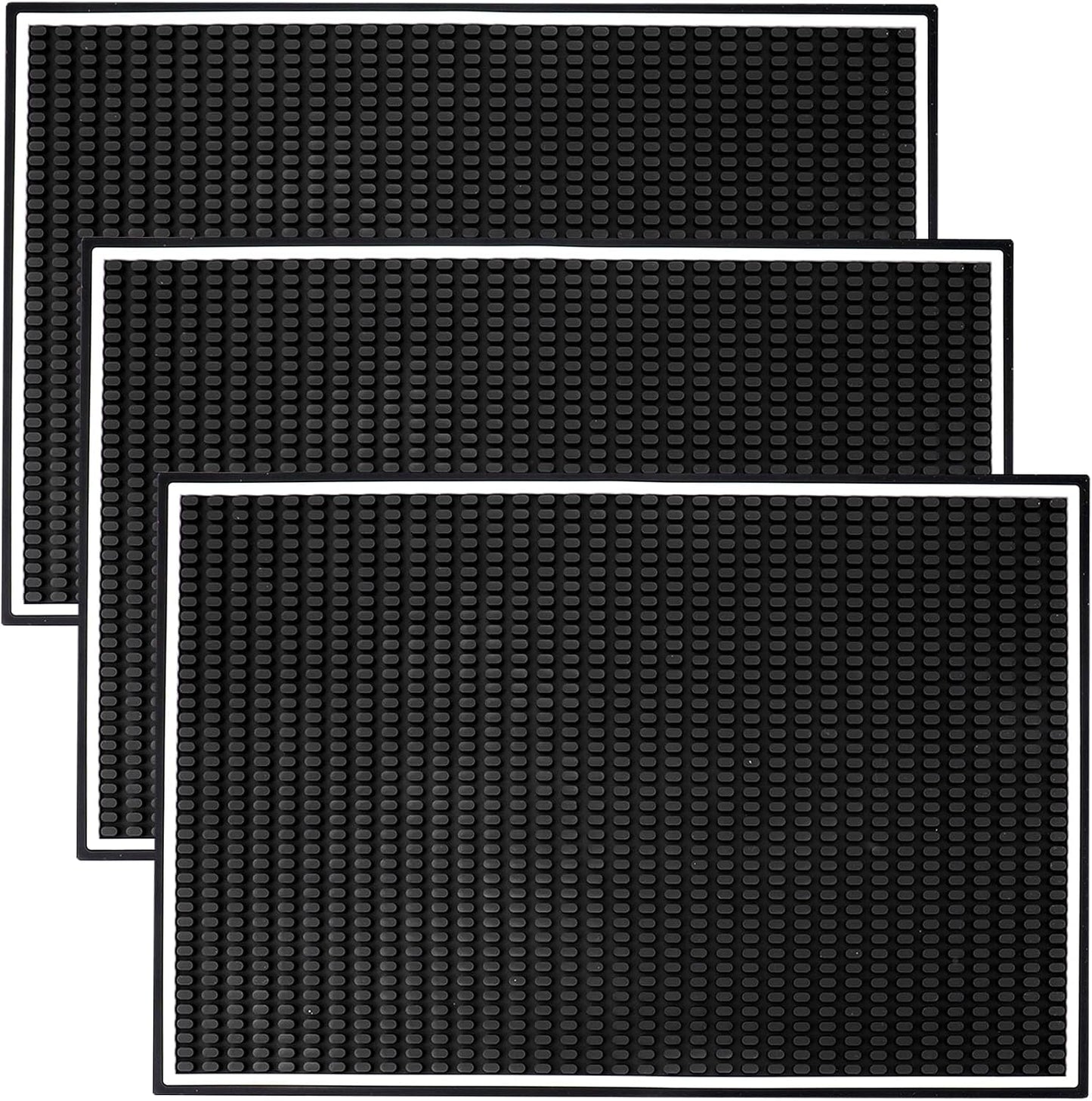 Jucoan 3 Pack Bar Mat for Countertop 18 x 12 Inch Rubber Non Spill Mat for Bartending Dish Drying Mat Coffee Bar Mat Home Bars Accessories