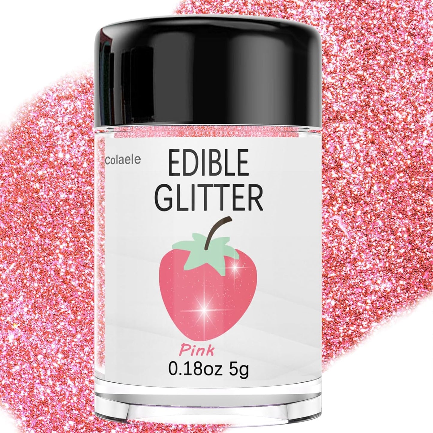 Pink Edible Glimmer Powder Glitter - Colaele 5 grams Food-Grade Luster Dust Metallic Fancy Food Deco