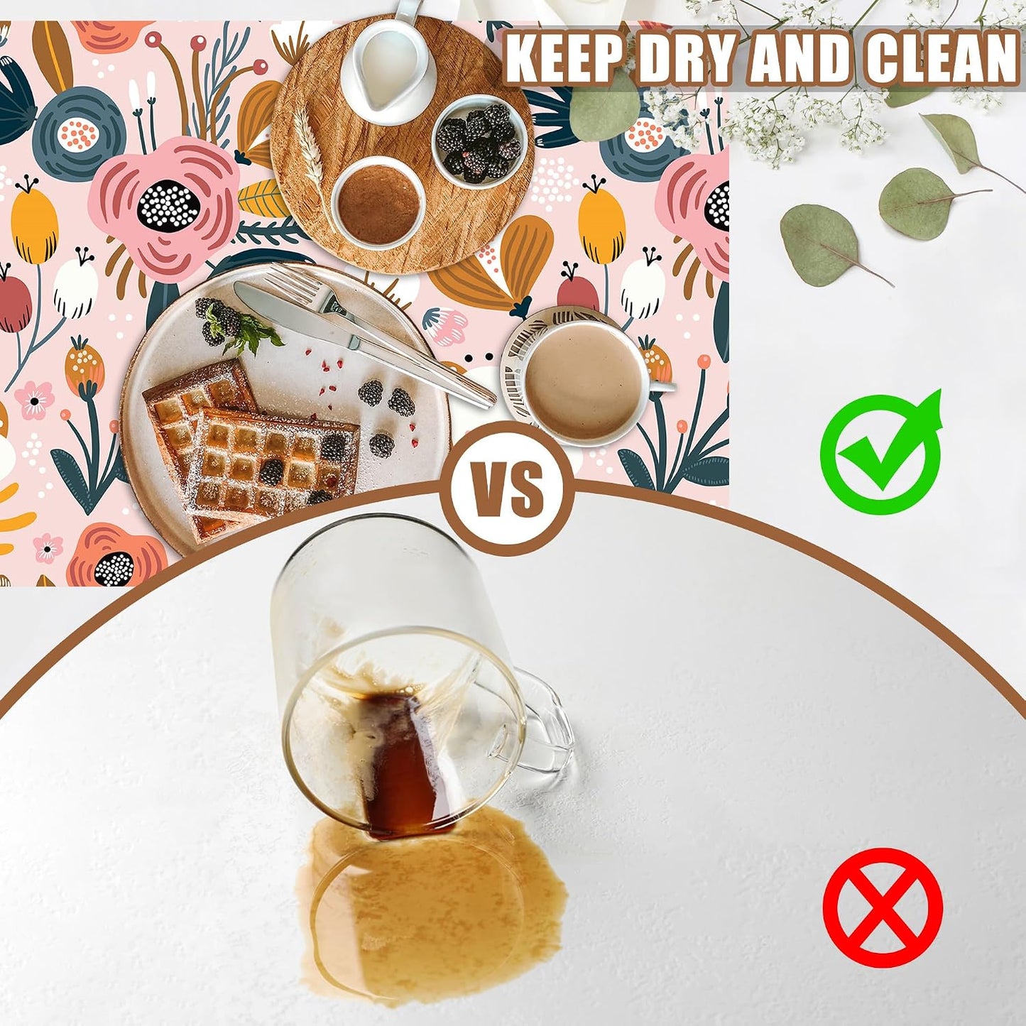 Dish Drying Mat Pink Flowers Berries Leaves Coffee Bar Mat for Countertop Absorbent Hide Stain Rubber Backed Dish Drainer Rack Pad Espresso Machine Dining Room Decor 11.8 x 19.7 Inch