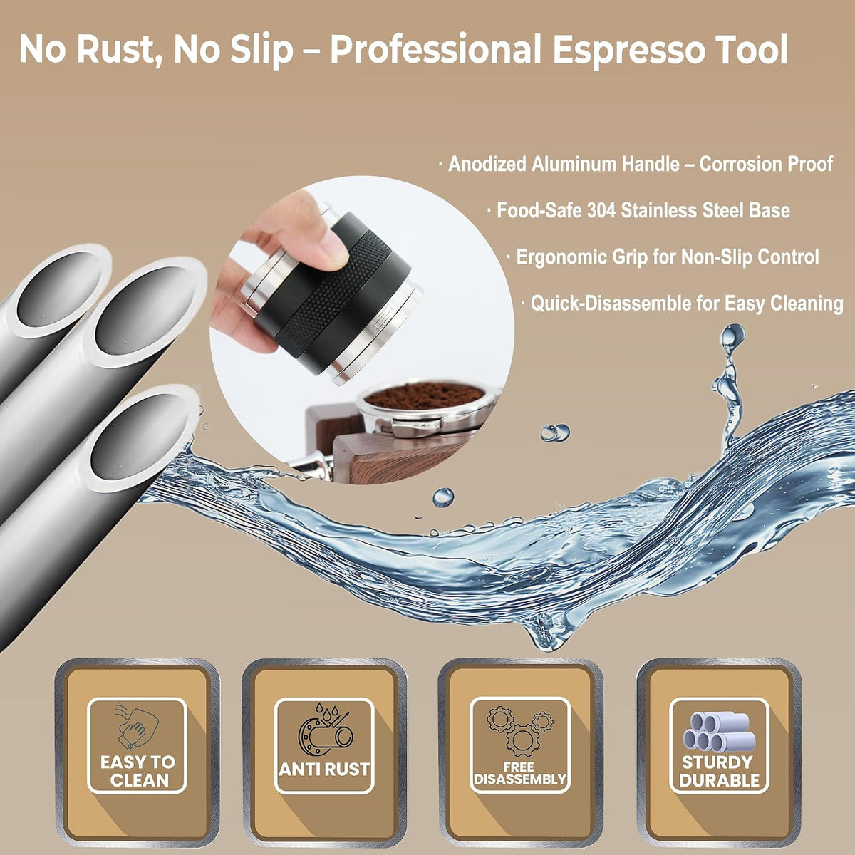 51mm Coffee Distributor and Tamper, Dual Head Espresso Leveler Fits 51mm Portafilter for Barista Express, Stainless Steel Espresso Distribution Tool