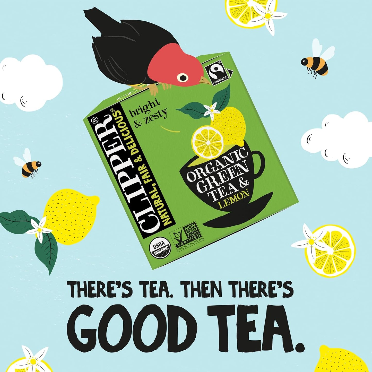 Clipper Organic Green Tea &amp; Lemon, 4 Pack / 200 Tea Bags | A light, crisp and refreshing green tea in unbleached tea bags, USDA Organic, Non-GMO approved.
