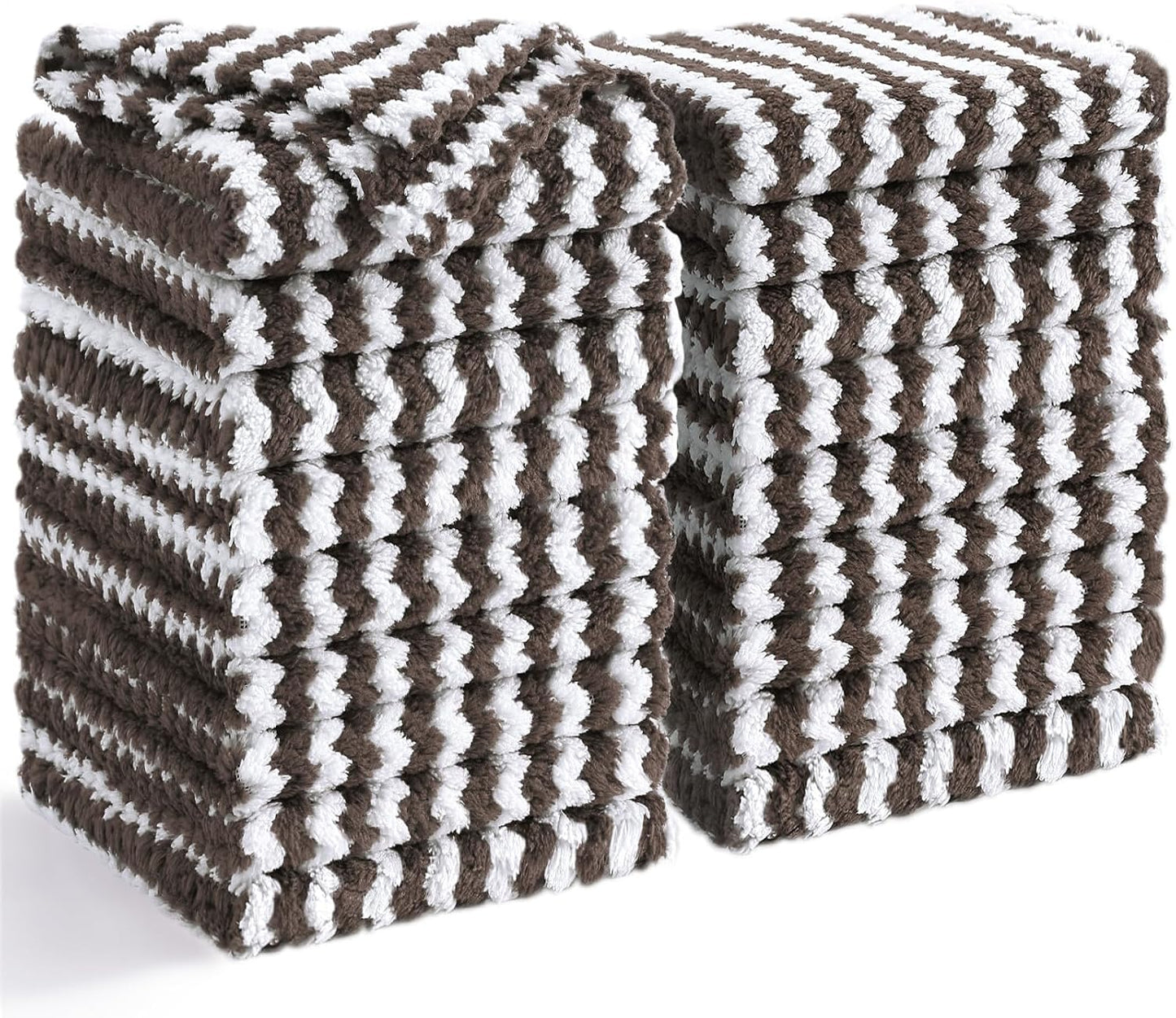 Homaxy 18 Pack Coral Velvet Dish Cloths, 10 x 10 inches, Brown