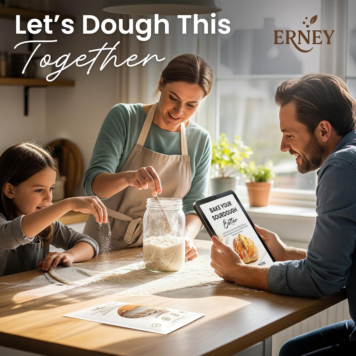 ERNEY Dehydrated Sourdough Starter 21.6 g Per Sachet for Bread Making - Perfect Rise Organic Sourdough Bread Flour with Instruction - Versatile Homemade Pastry Flour Perfect for Artisan Loaf Pizza Muffins
