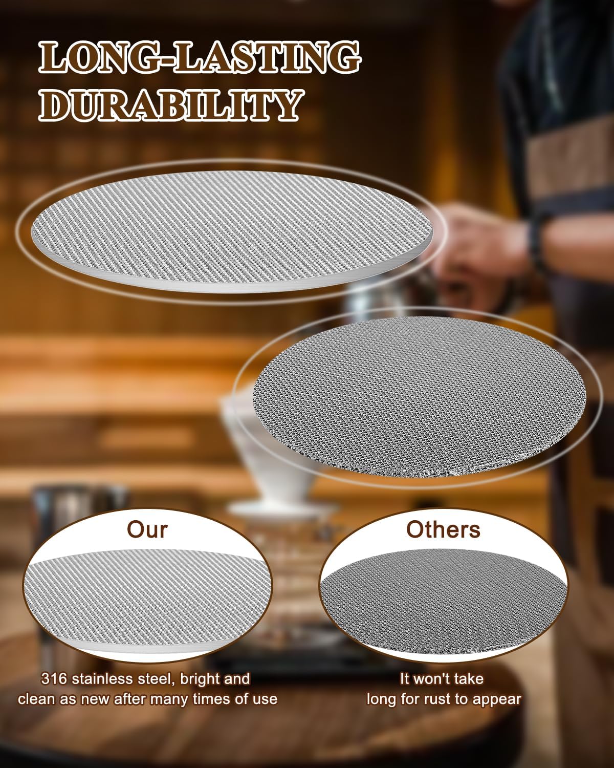 PROKICHEN 53.5mm Puck Screen, Espresso Filter Screen 316 Stainless Steel