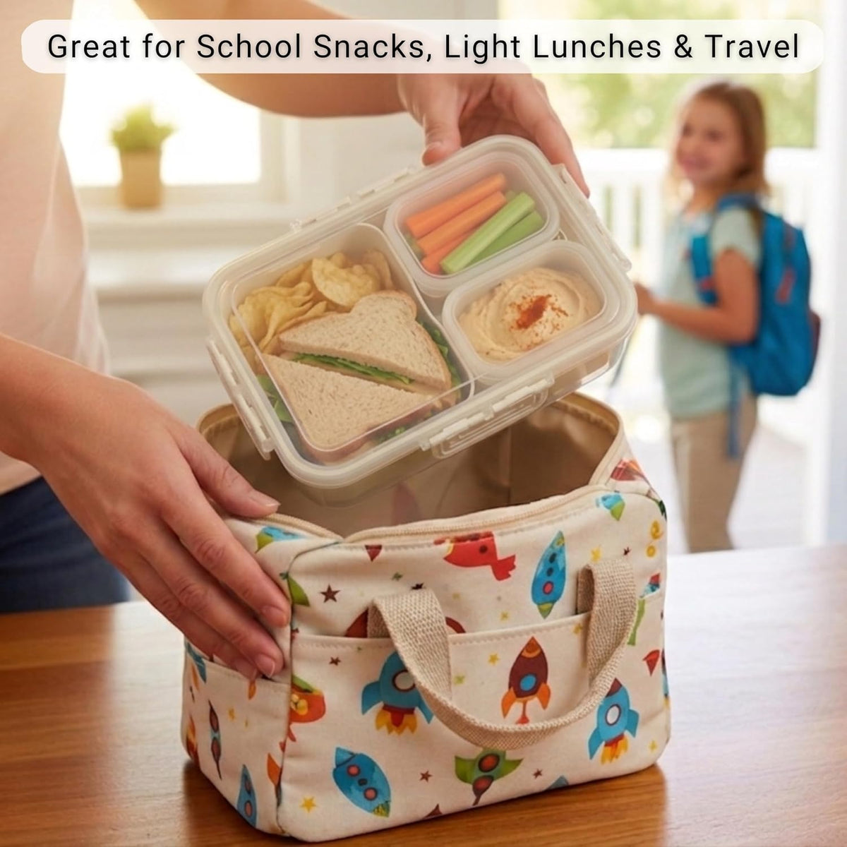 Mini Snackle Box Containers - 2-Pack Reusable Snack Containers - Dishwasher Safe - For Lunch, School, Meal Prep & Travel