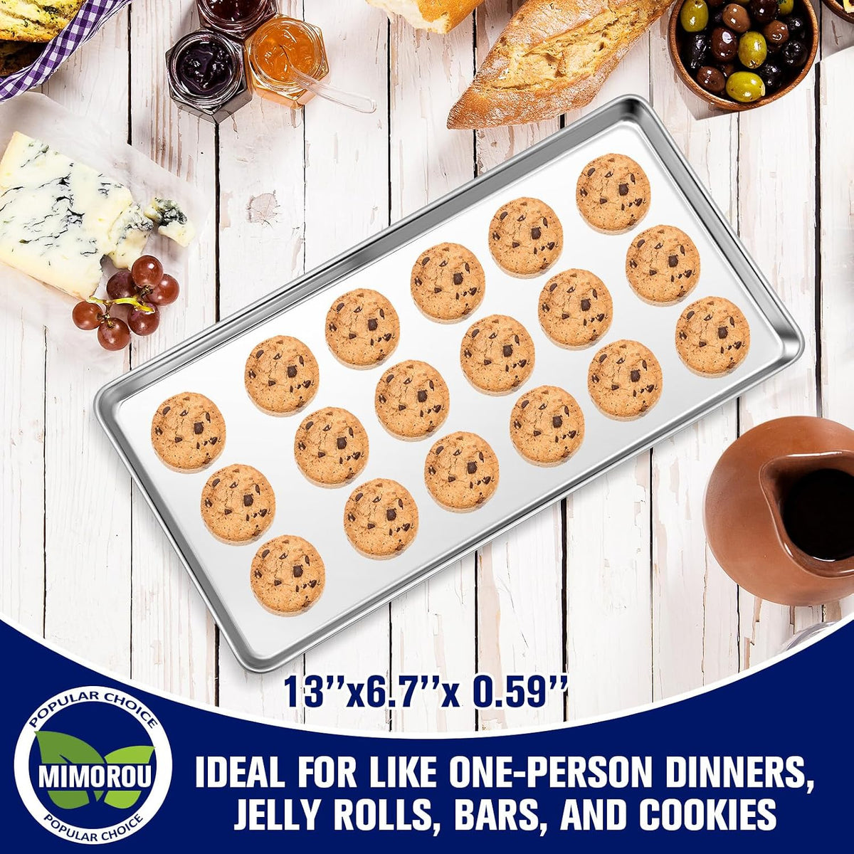 Mimorou 12 Pcs Stainless Steel Baking Sheet Cookie Pans, 13 x 6.7 Inch