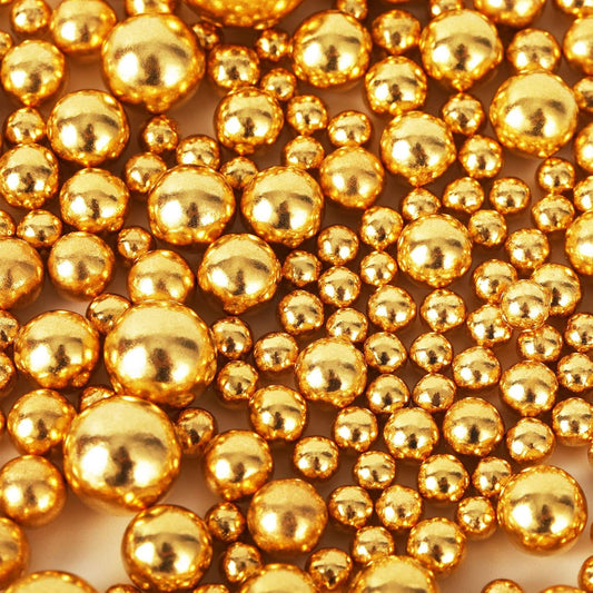 Kasvan Gold Pearl Sugar sprinkles - Edible Candy Pearls 130g/4.58 Oz, Mix Size Cake Candy, Decorate Cakes, Cookies, Ice
