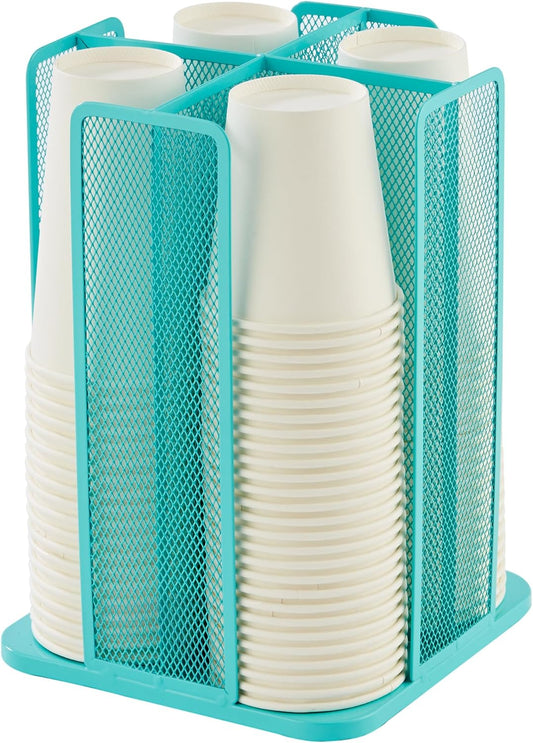 Annova Paper/Plastic Cup and Lid Holder Plastic Storage Organizer, 360°Rotating Coffee Mup Dispenser with 4 Compartments,