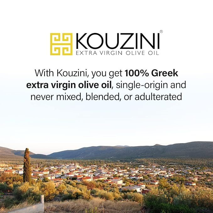 Kouzini Greek Premium Extra Virgin Olive Oil, 3 Liter Tin, Cold Pressed, Single Origin, Rich Flavor & Aroma