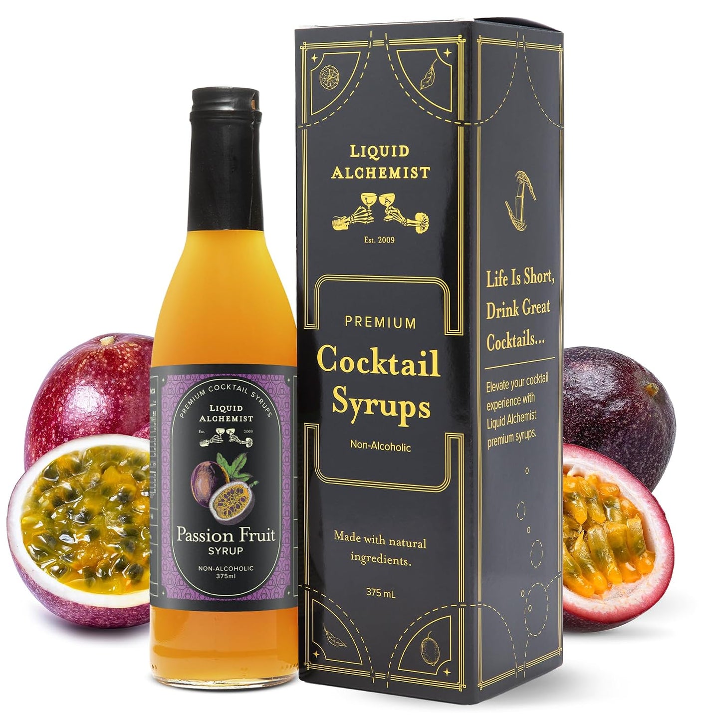 Liquid Alchemist Passion Fruit Syrup for Cocktails - Real Ingredients Make our Passion Fruit Syrup for Drinks the Perfect Margarita Mix | Small Batch Non-GMO Vegan Drink Mixer | 12.7 Oz, Pack of 1