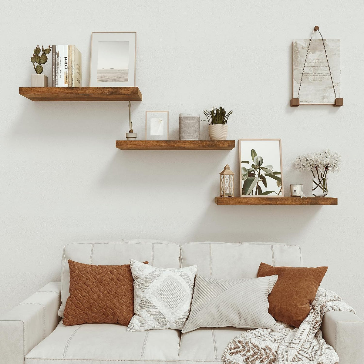 Vivelove Deep Floating Shelves for Wall 24 inches Set of 2, Rustic Brown