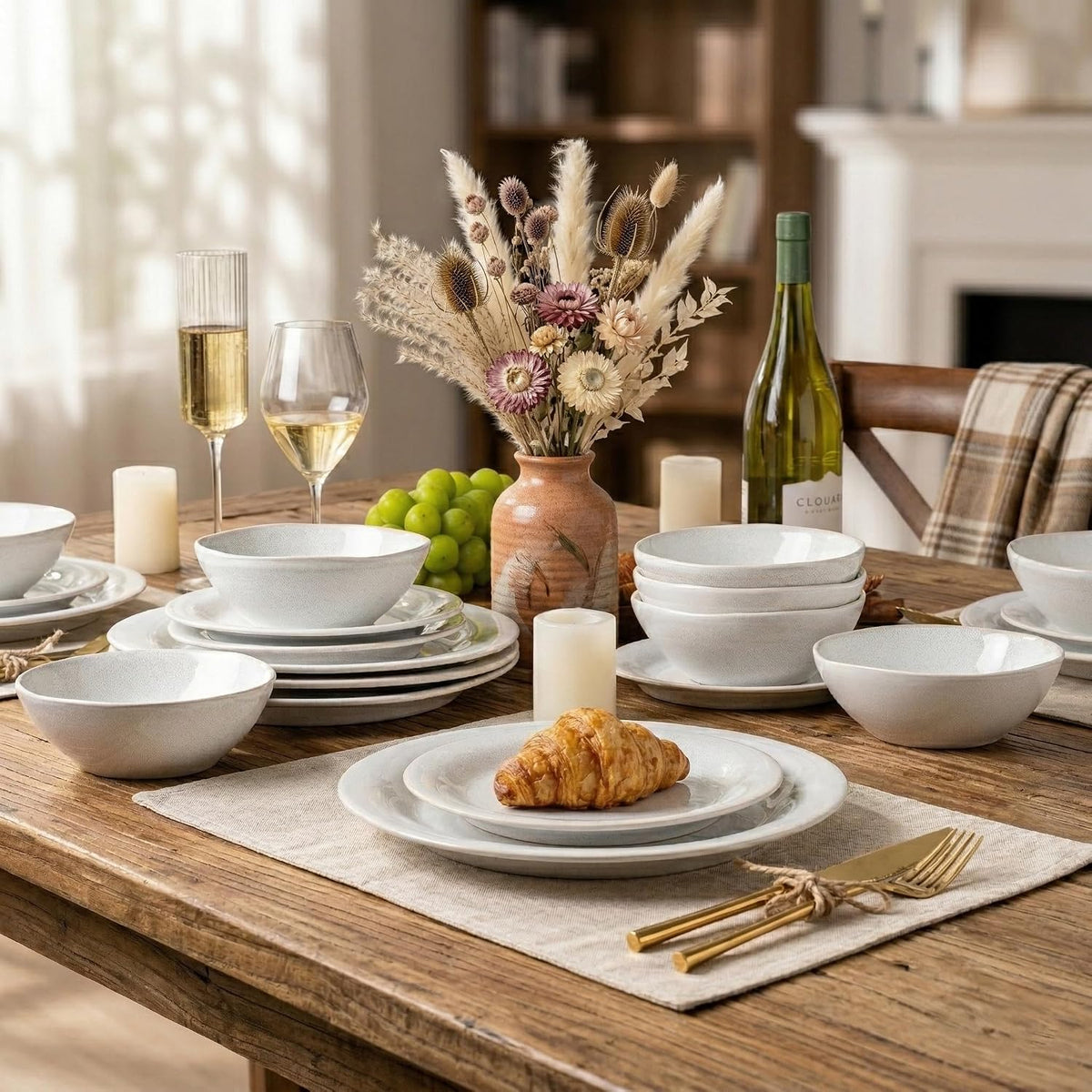 AmorArc Ceramic Dinnerware Sets for 4, Handmade Plates and Bowls Sets | Stoneware Reactive Glaze Dish Set, Scratch Resistant, Dishware Set for Kitchen Wedding, Dishwasher &amp; Microwave Safe