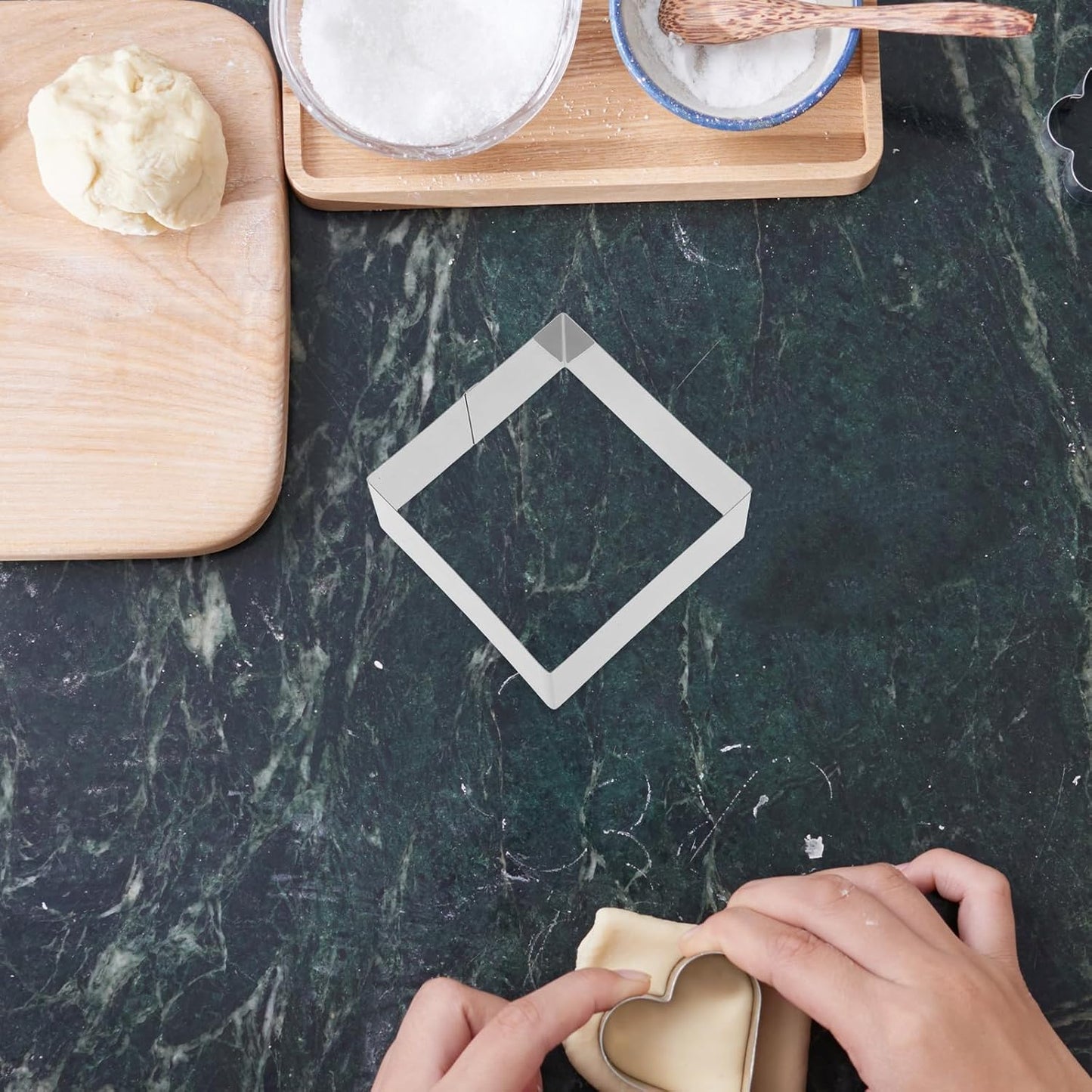 Alipis Stainless Steel Square Cake Ring 3.66 Inch Pastry Mould Baking Tool for Diy Cake Cookie Dough Fondant Bread Sandwiches and Cheese Cutting