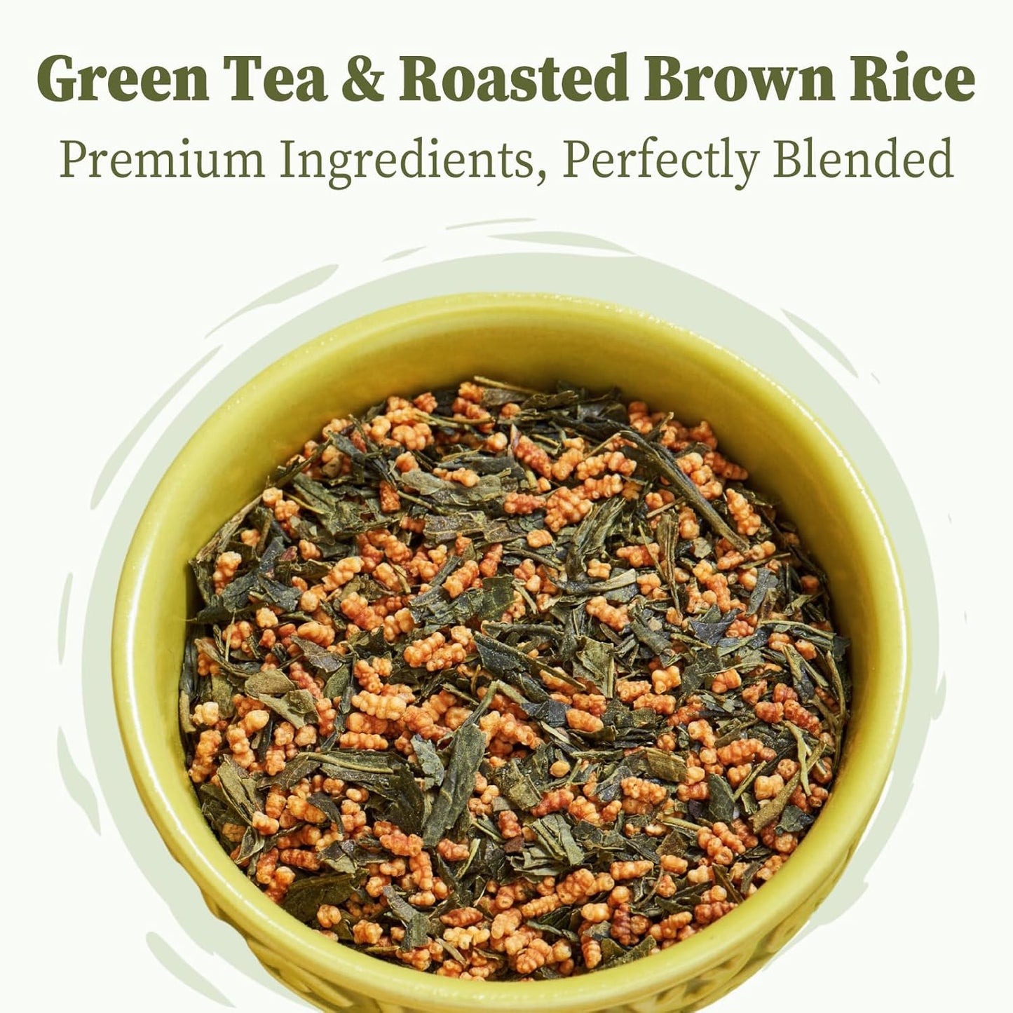 FullChea - Genmaicha Tea Bags, 50 Count, Green Tea with Roasted Rice | Nutty roasted flavor with low caffeine, refreshing for breakfast, afternoon tea and daily sipping