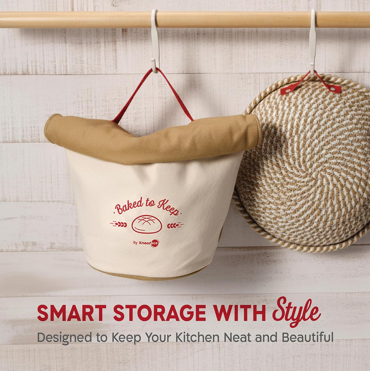 KNEADACE Sourdough Bread Bags for Homemade Bread, 2 Pack Reusable Cotton | Food-Safe TPU Lining, Freezer Safe, Machine Washable, Roll-Top with Zipper Closure, Eco-Friendly Bread Storage