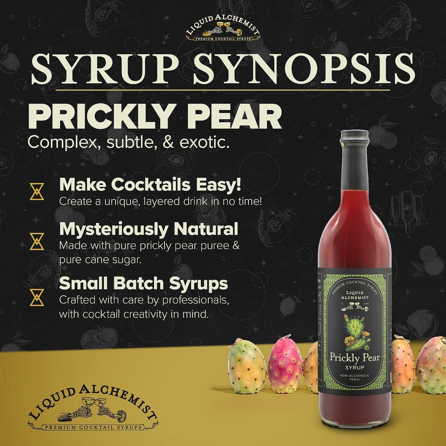 Liquid Alchemist Prickly Pear Syrup for Cocktails | Real Ingredients Make our Prickly Pear Puree a Perfect Margarita Mix | Small Batch, Non-GMO &amp; Vegan | 25.4 oz Drink Mixer, Pack of 1