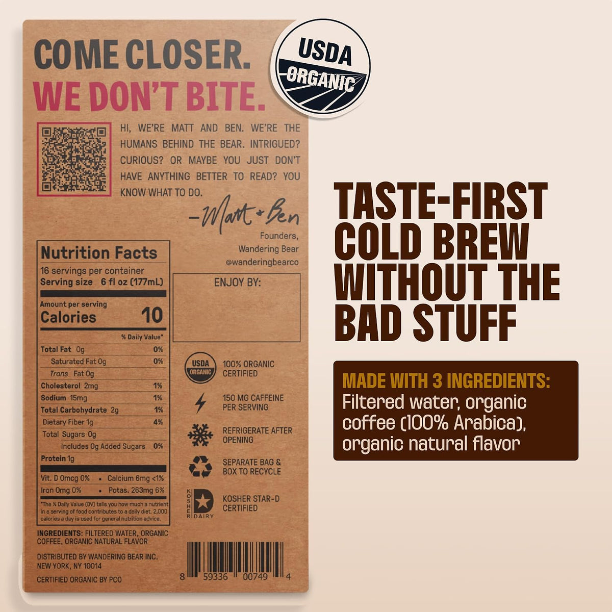 Wandering Bear Organic Mocha Cold Brew On Tap - 96 fl oz, Iced Coffee
