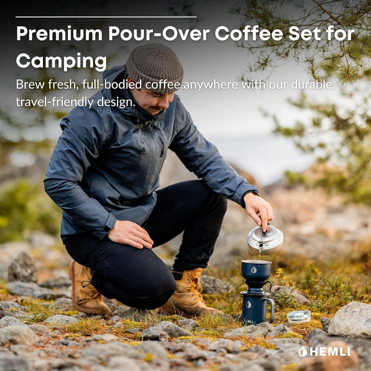 16 oz Pour Over Camping Coffee Maker Set– Vacuum Insulated Mug with Leakproof Lid, Stainless Steel Micro Filter, Portable Coffee Maker for Camping, Travel &amp; Outdoor Adventures