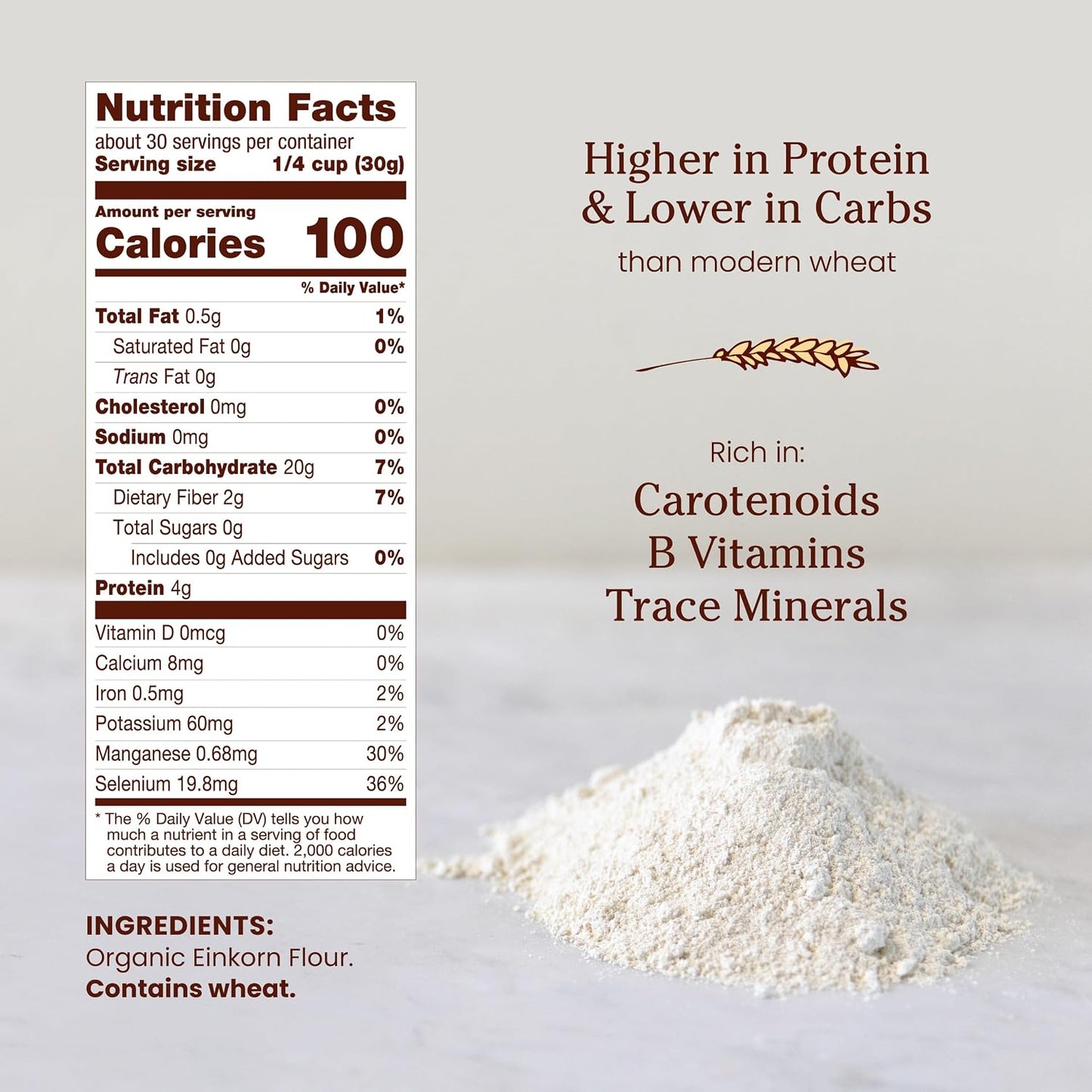Jovial Organic Einkorn Unbleached All Purpose Flour, High Protein, 10 Lb