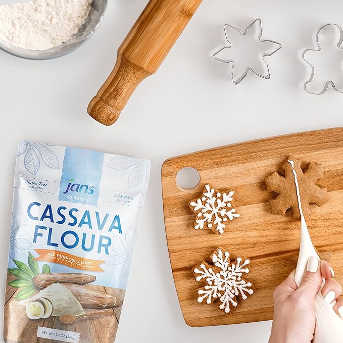 Cassava Flour All-Purpose Flour, 2 lbs (32oz) by Jans | Made from 100% Yuca Root, Non-GMO & Gluten-Free, Grain-Free, Paleo & Vegan Friendly