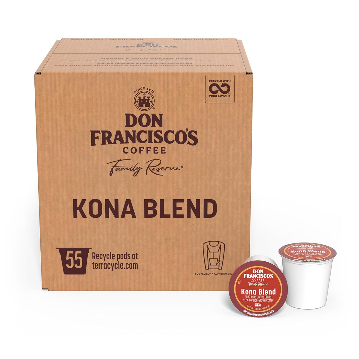 Don Francisco's Kona Blend Single Serve Coffee Pods, Medium Roast, 55ct