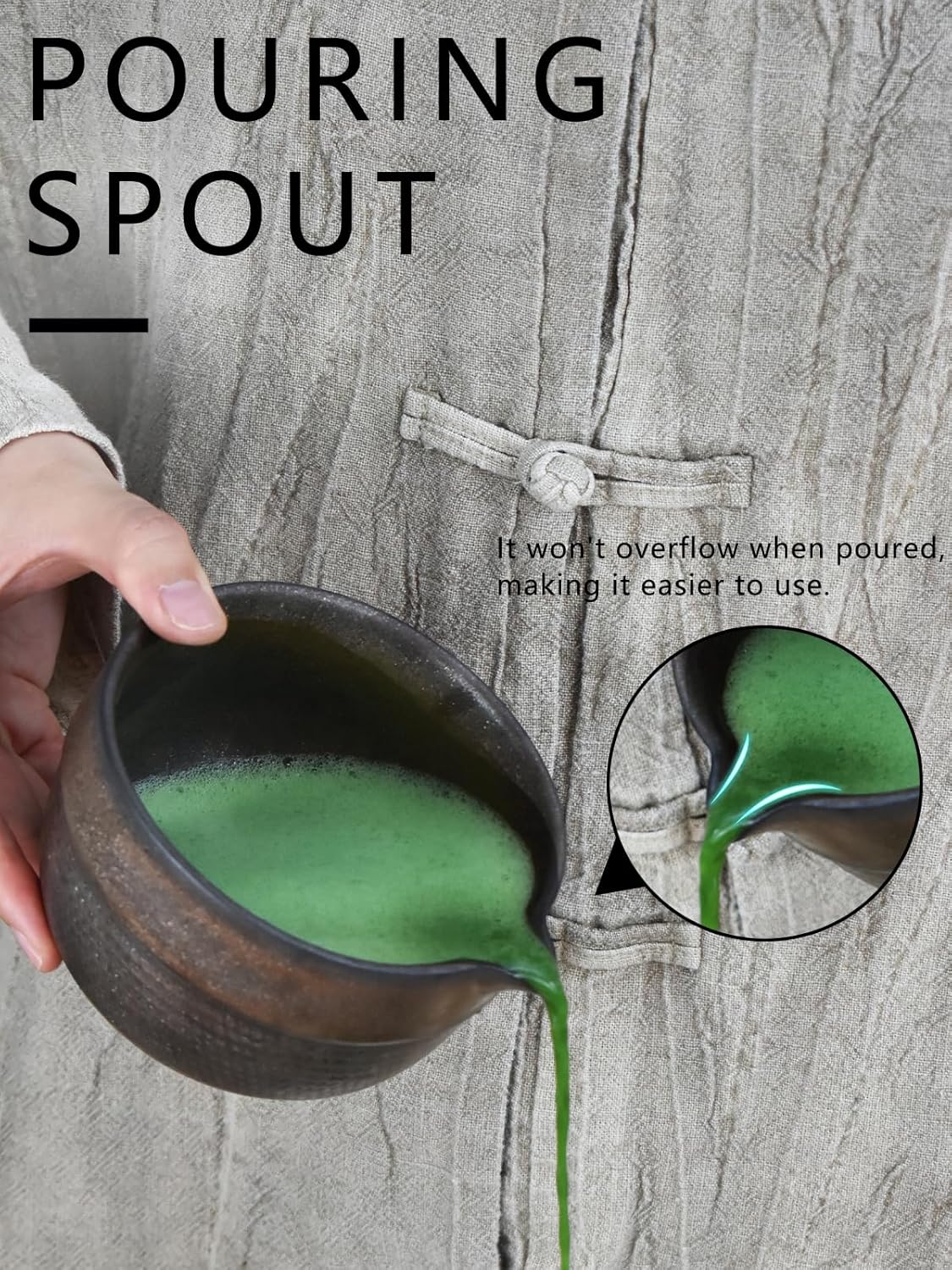 Artcome Luxury Matcha Tea Set – 4-Piece Japanese Matcha Kit with Black Rustic Glazed Bowl & Spout, Bamboo Whisk, Holder, Scoop & Manual