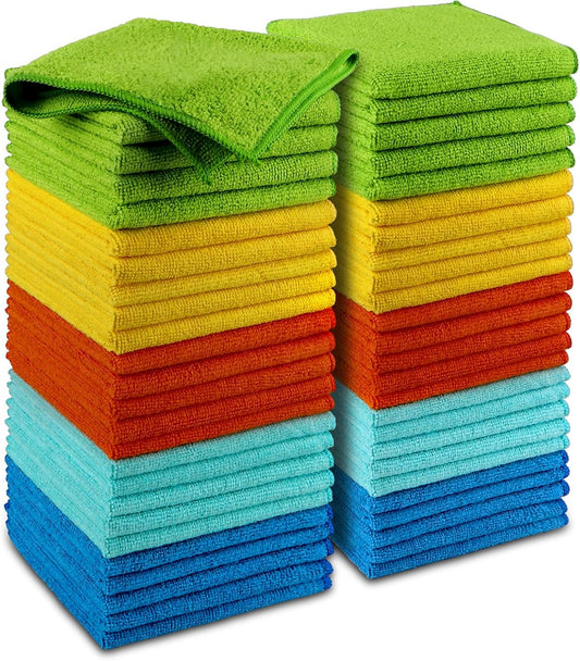AIDEA Microfiber Cleaning Cloth, 50PK, Microfiber Towels for Cars, Premium Wash Cloths, Dusting Cloth Cleaning Rags,