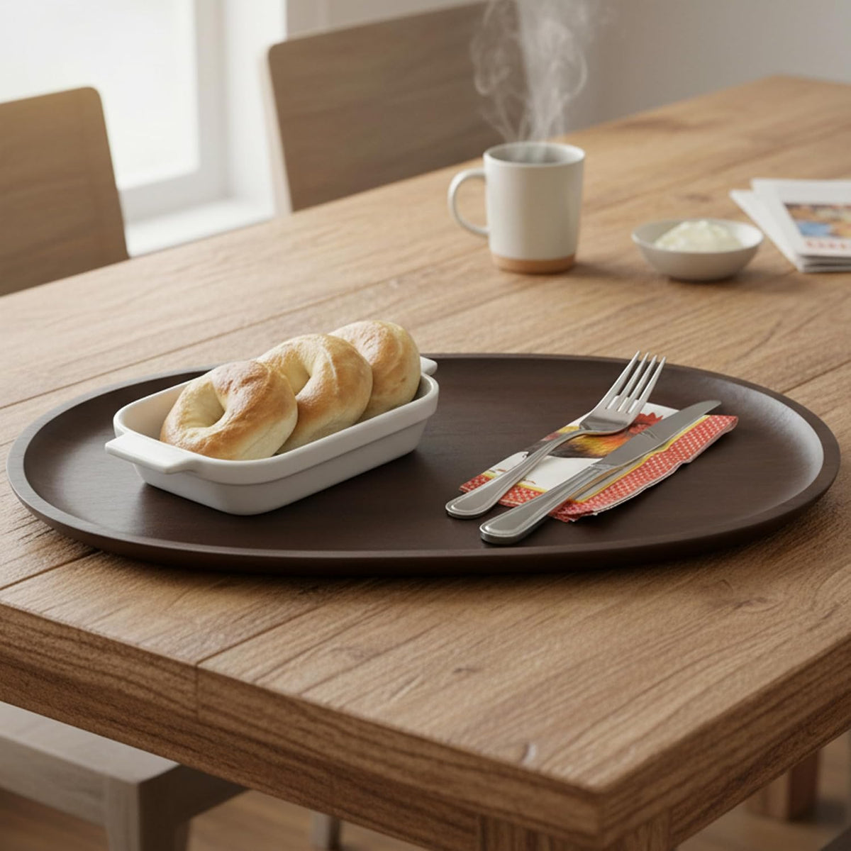 Woodard &amp; Charles Walnut Stain Wood Extra Large Oval Tray, 12" x 18" | Serve Charcuterie, Cheese, Tapas, Sushi, Crudites, Appetizers, and More. For Home Entertaining, Parties, Events, and Catering