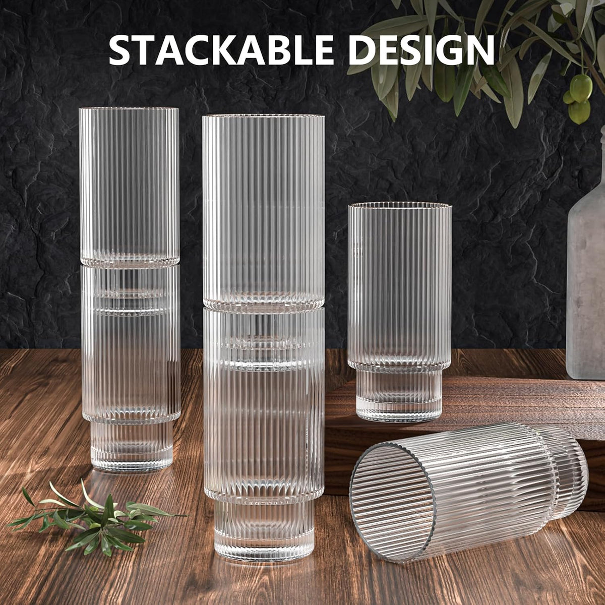 CWHHRN 16OZ Glass Cups with Lids and Straws, Vintage Glassware for Whiskey Cocktail Beer, Iced Coffee Cups with Lid, Glass Tumbler with Straw and Lid (2 PACK)