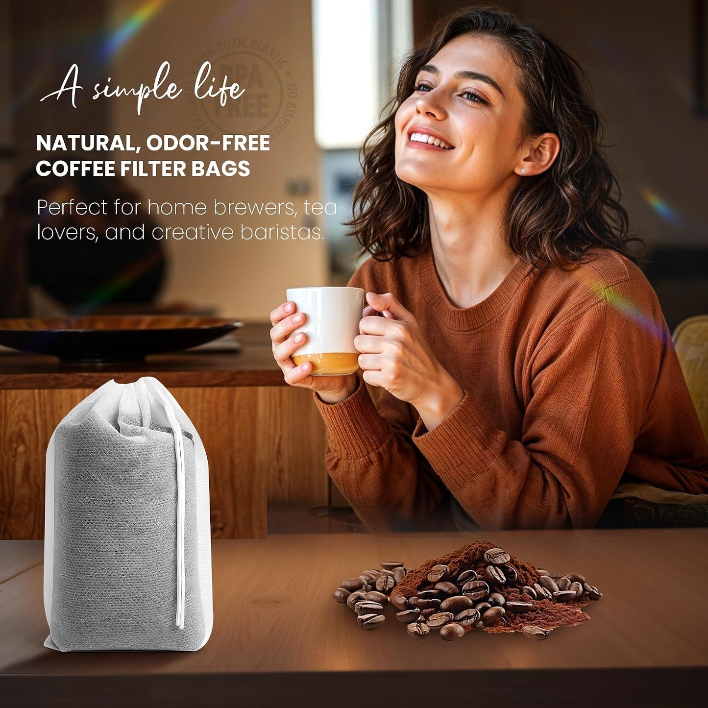 Cold Brew Bags, 120 Count Brew Coffee Filter Bags, 4x6 Inch | Disposable Fine Mesh Drawstring Pouches, Fits Mason Jars &amp; French Press, Ideal for Cold Brew, Coffee, Tea, Herbs &amp; Spices