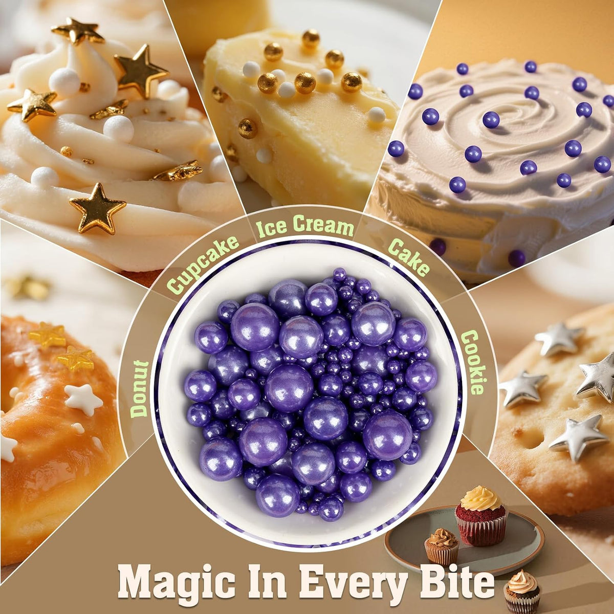 Twisweet Purple Sprinkles 130g, Edible Pearl Sprinkles for Cake Decorating | Purple sugar pearls, cake decorations &amp; cake toppers for cupcakes, cookies, ice cream, weddings, birthdays &amp; Halloween cakes