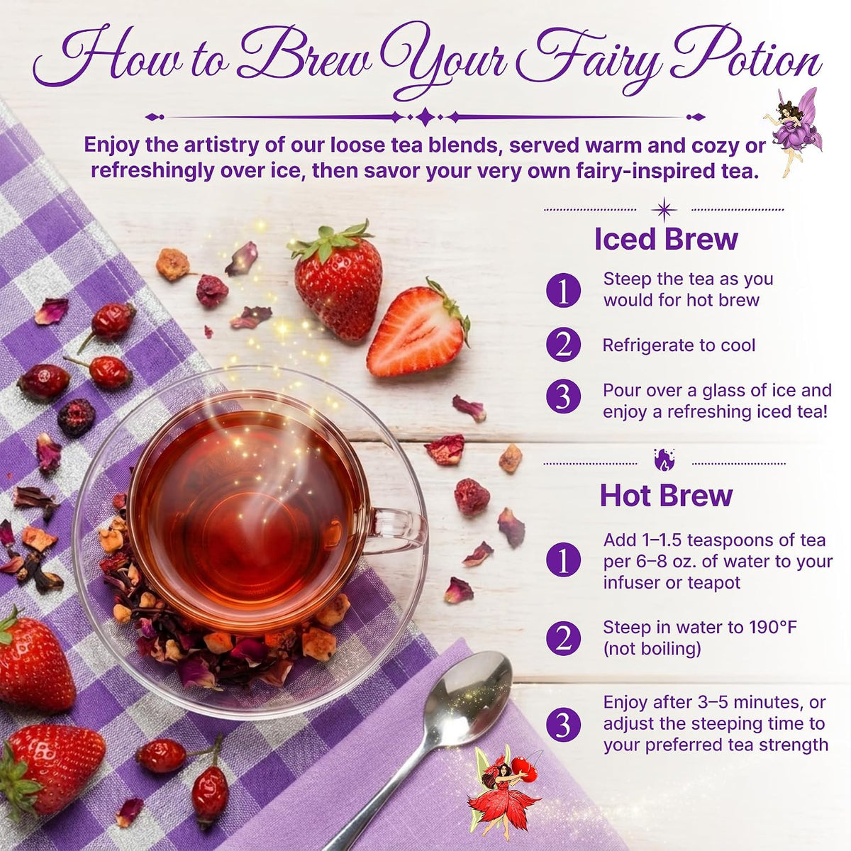 Bellasia Tea Fairy Berry for Kids Using Real Strawberry Pieces- Caffeine Free Herbal Tea Blend with Real Ingredient &