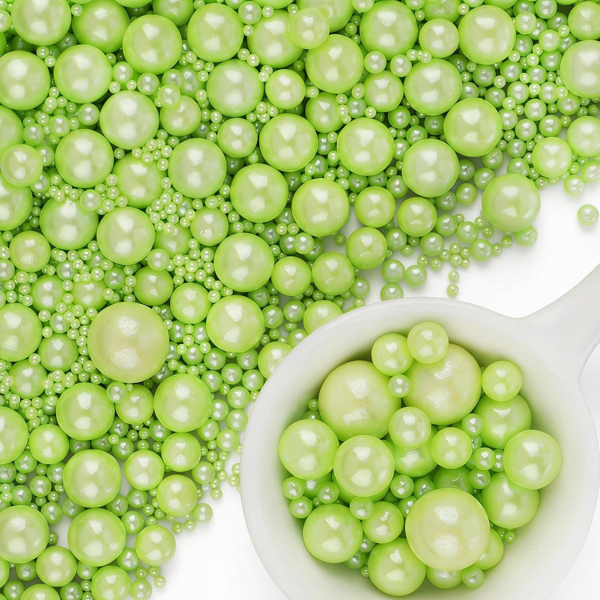 Green Pearl Sprinkles for Cake Decorating, 6 Sizes Edible Pearls Sugar | 4.6oz Green Sprinkles for Baking Cupcakes Cookies Ice Cream