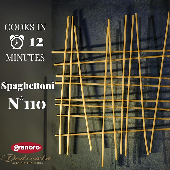 Granoro Dedicato Spaghettoni #110 (Thick Spaghetti) - Authentic Italian Pasta, Made from 100% Puglia Durum Wheat Semolina, Non-GMO, Vegan, 1 lb Bags (Pack of 3)