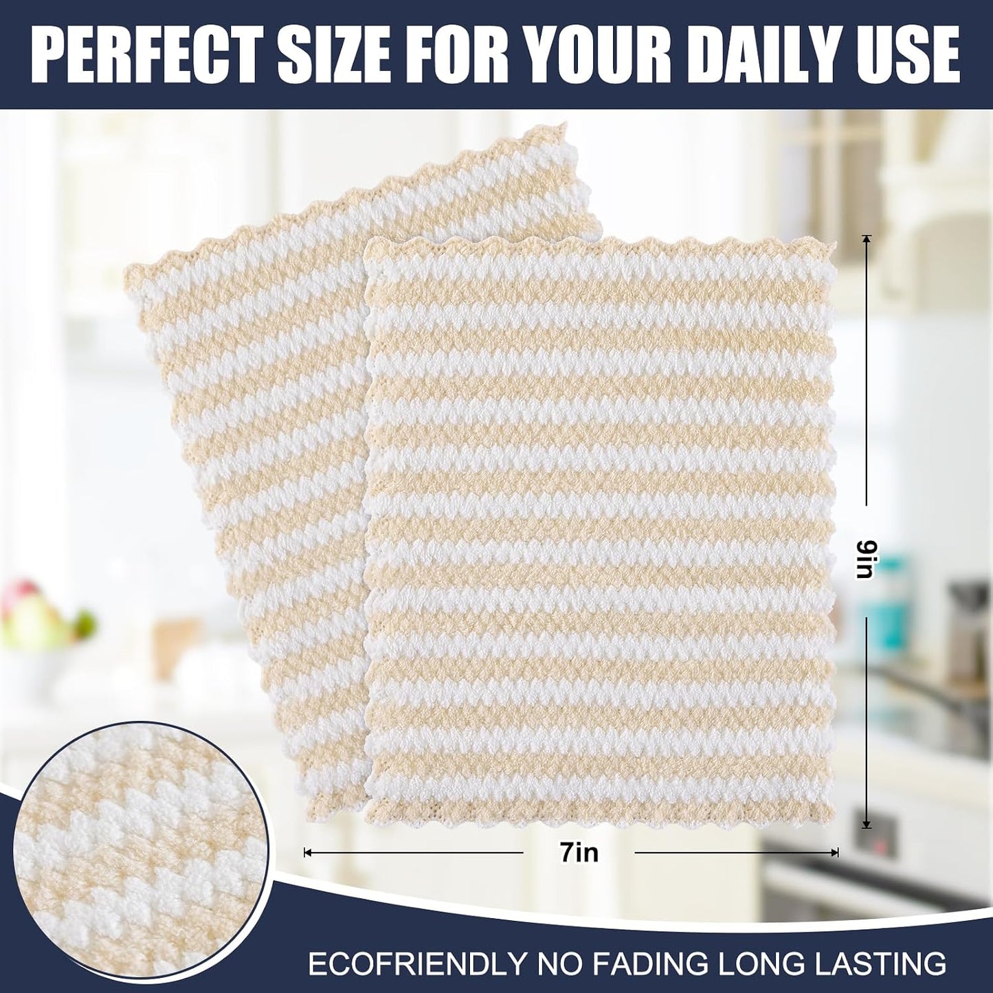 Homaxy 12 Pack Coral Velvet Dish Cloths, 7 x 9 inches, Beige | Ultra Soft and Absorbent Dish Towels, Reusable Fast Drying Microfiber Cleaning Cloth, No-lint