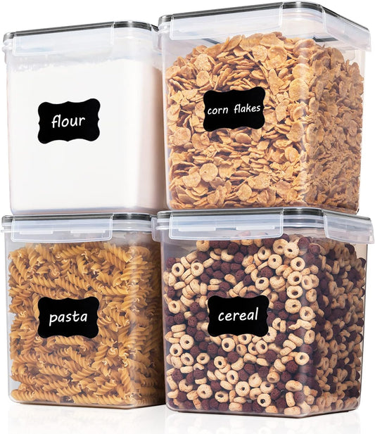 Vtopmart Food Storage Containers 4.3L / 145.4oz, 4 Pieces BPA Free Plastic Airtight Canister for Flour, Sugar, Baking