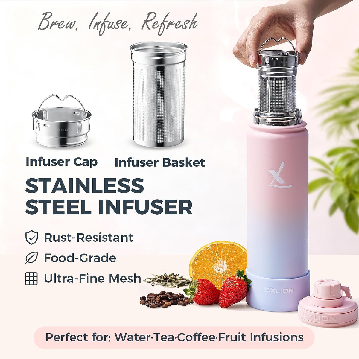 Lexlion Tea Infuser Water Bottle 22 Oz