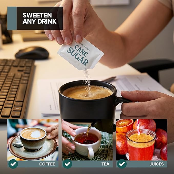 Bulk White Sugar Packets 2000 Count Individual Portion Packs for Hot Drinks Great for Restaurants Offices Schools and Home Use