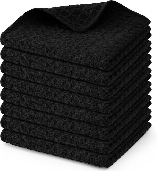 Homaxy Microfiber Waffle Weave Kitchen Dish Cloths, 12 x 12 Inch Ultra Absorbent and Solid Color Dish Towels for Kitchen