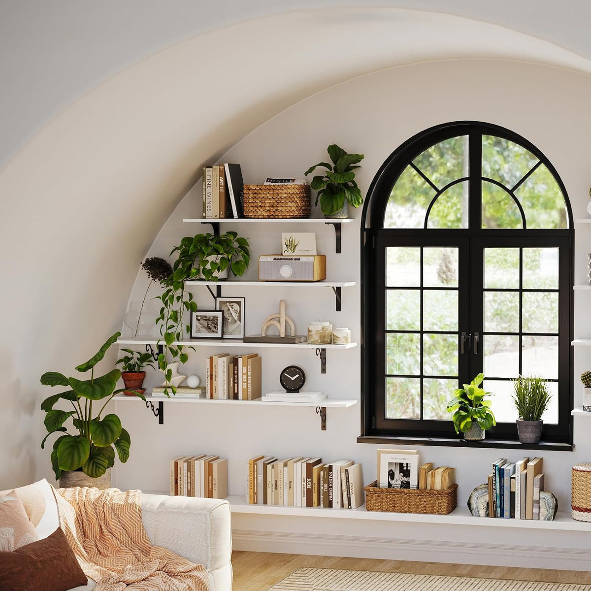 DINZI LVJ Wall Shelves, 23.6" Long Floating Shelves with Metal Brackets