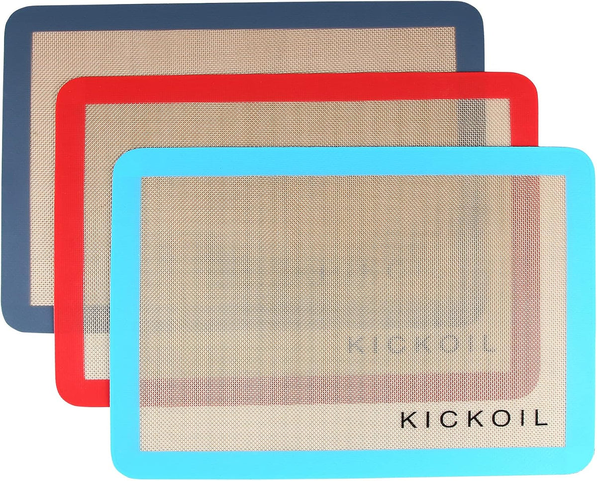 Silicone Baking Mats Set of 3, Non-Stick Reusable BPA-Free Oven Liners | Non Slip Silicone Baking Sheet for Cookies, Macarons, Bread and Pastry, Dishwasher Safe, 16.5'' x 11.6''(Half)