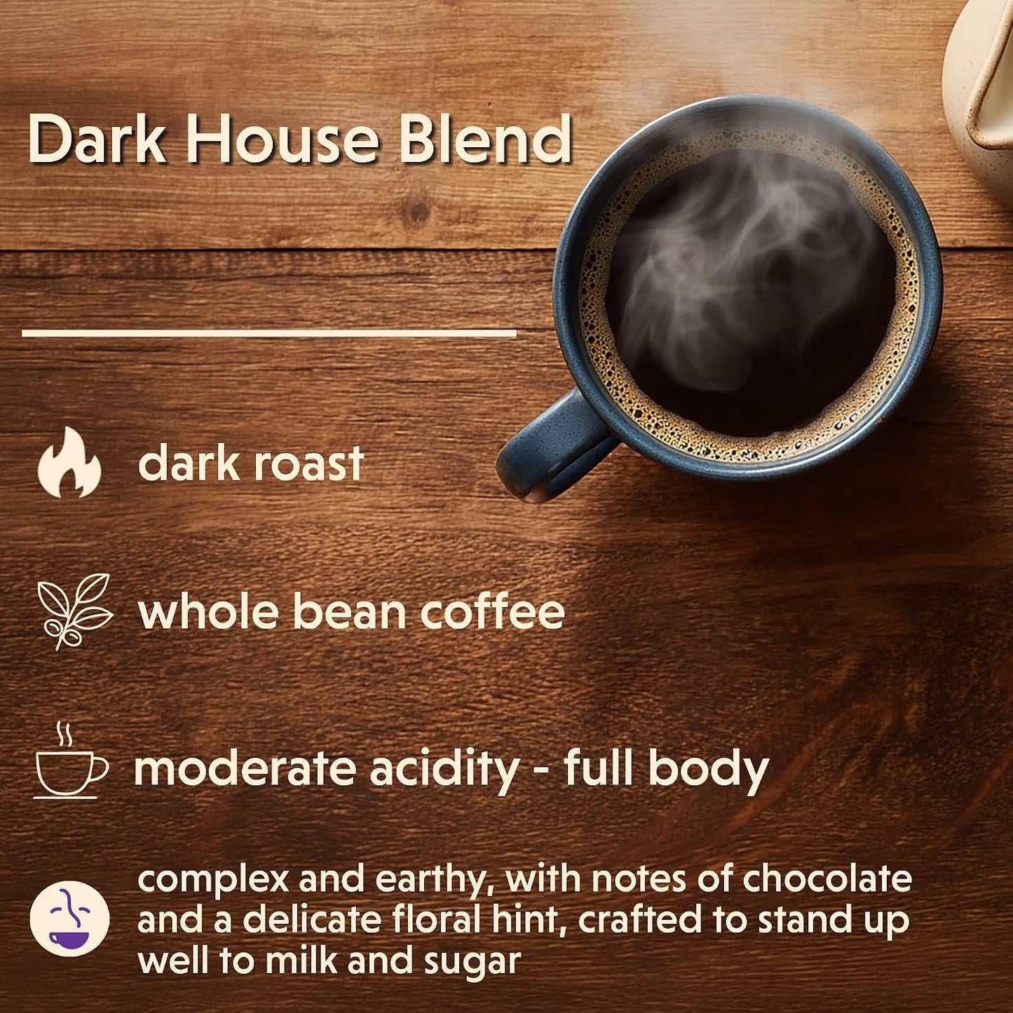 Coffee Bean Direct Dark House Blend, Whole Bean, 5lb Bag | Dark Roast, Signature Blend