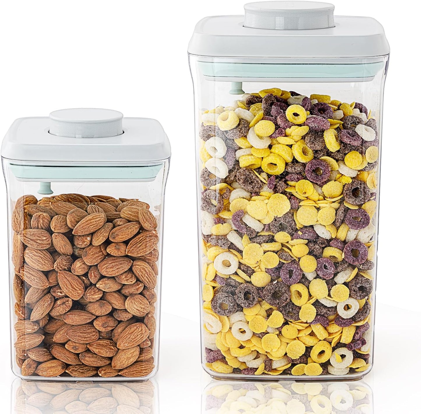 2 Pack Pop-Top Airtight Food Storage Containers, 2.0 Qt &amp; 0.9 Qt