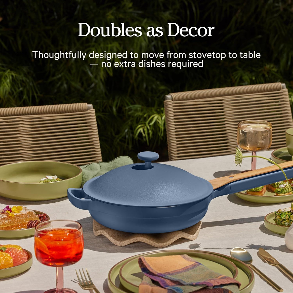 Our Place Mini Always Pan 2.0-8.5” (1.2 Qt) Nonstick, Toxin-Free Ceramic Cookware | Patented 10-in-1 Aluminum Frying & Sauté Pan | Safe for Oven, Induction & All Cooktops up to 450°F | Blue Salt