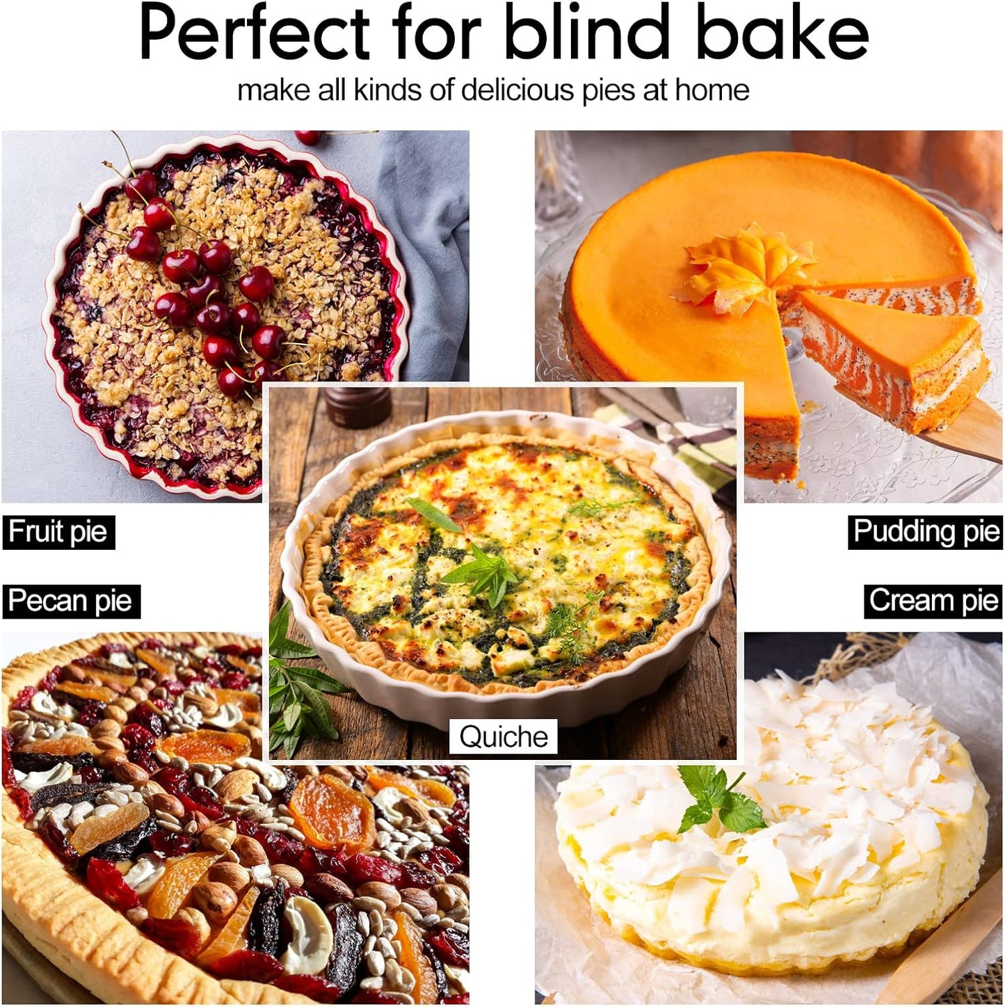 Patelai 1 Pcs 2 lb Pie Weights Ceramic, 50 Pcs Parchment Paper, Multi Color