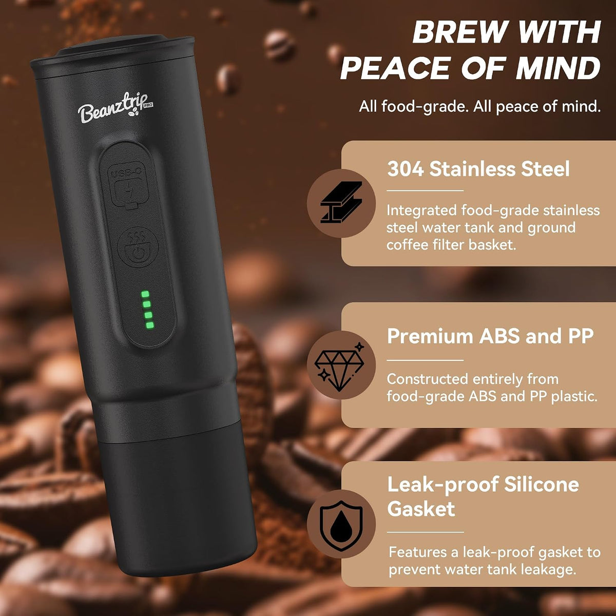 H02 PRO Portable Espresso Maker, Mini Electric Coffee Maker Compatible with Ground Coffee &amp; NS Capsule, 20 Bar Travel Espresso Machine with Self-Heating for Camping, RV