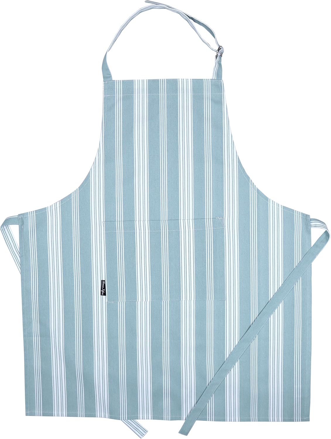 Cotton Striped Aprons for Women with Pockets - Adjustable Strap and Waist Ties Printed Apron for Baking, Cooking, Gardening (27.5 x 33 Inches - Dove Blue)